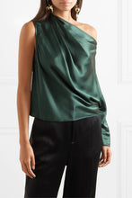 Load image into Gallery viewer, Silk One Shoulder Draped Top
