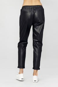 Tapered Vegan Leather Track Pant